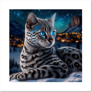 Bengal Cat In The Winter Posters and Art